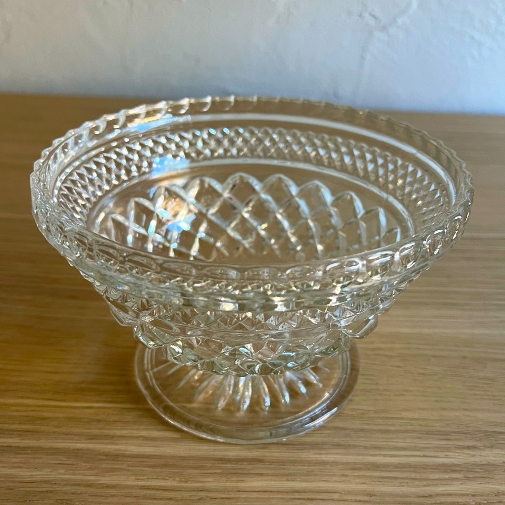Vintage Depression Glass Wexford Bowl - MCM Candy Serving Bowl 1960s